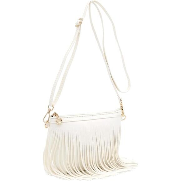 Small Fringe Crossbody Bag with Wrist Strap - Picture 1 of 8